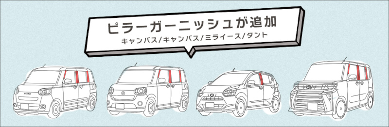 【新商品】ダイハツ車対応ピラーガーニッシュが続々登場！